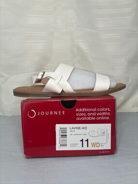 Journee Collection Lavine Multi Strap Sandals White Womens Size 11 Wide